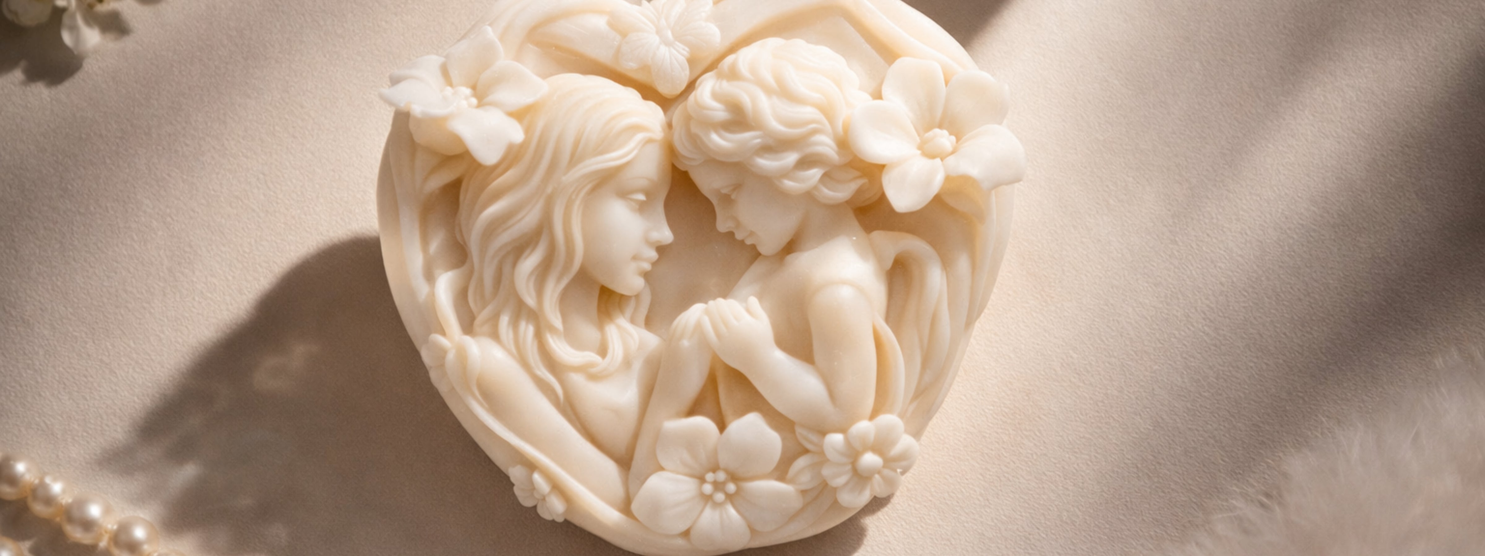 Unique birthday gift for mom featuring a handmade sculptural candle in neutral tones, elegant and meaningful home decor piece