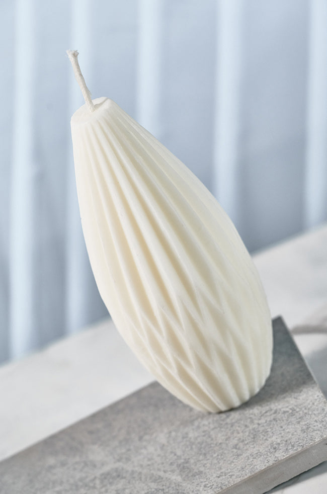 Lantern Candle Large: Handmade large lantern candle with geometric texture, luxury sculptural candle for minimalist home décor
